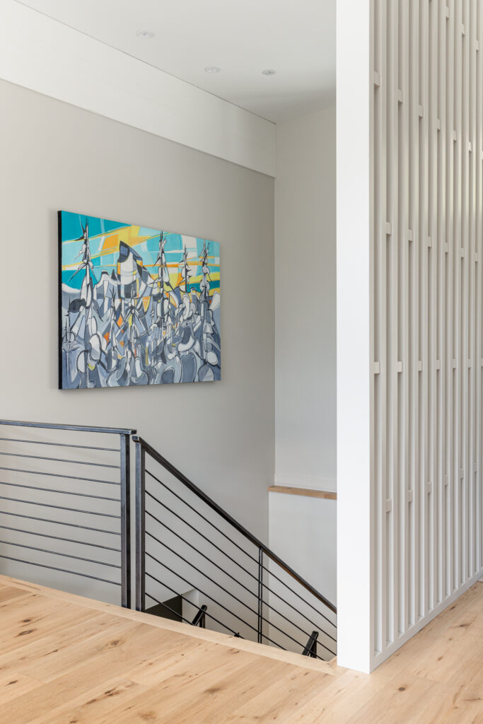 Staircase and accent wall at Merlot Peak interior