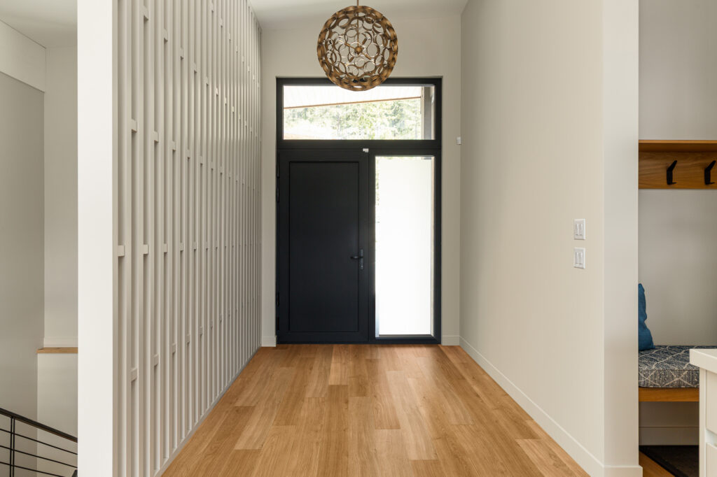 Interior hallway and mudroom area at Merlot Peak Custom Home