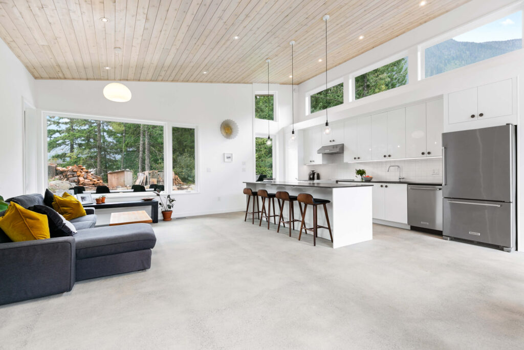 Open-concept living and kitchen space with modern finishes